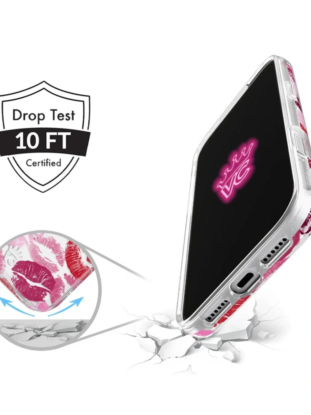 Velvet Caviar Pink lips phone case with matching MagSafe ring